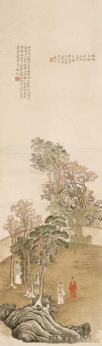 钱杜 松林月话 立轴 115×34cm